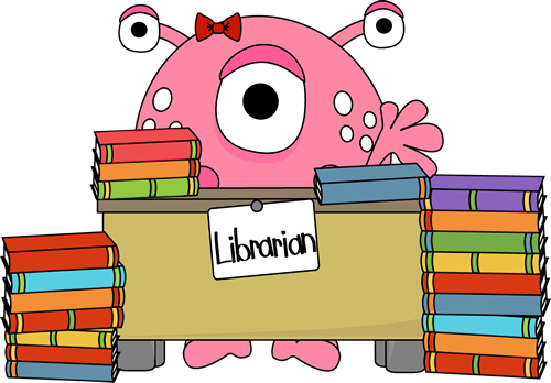 Monster Librarian - Cute Library Clipart (500x348)