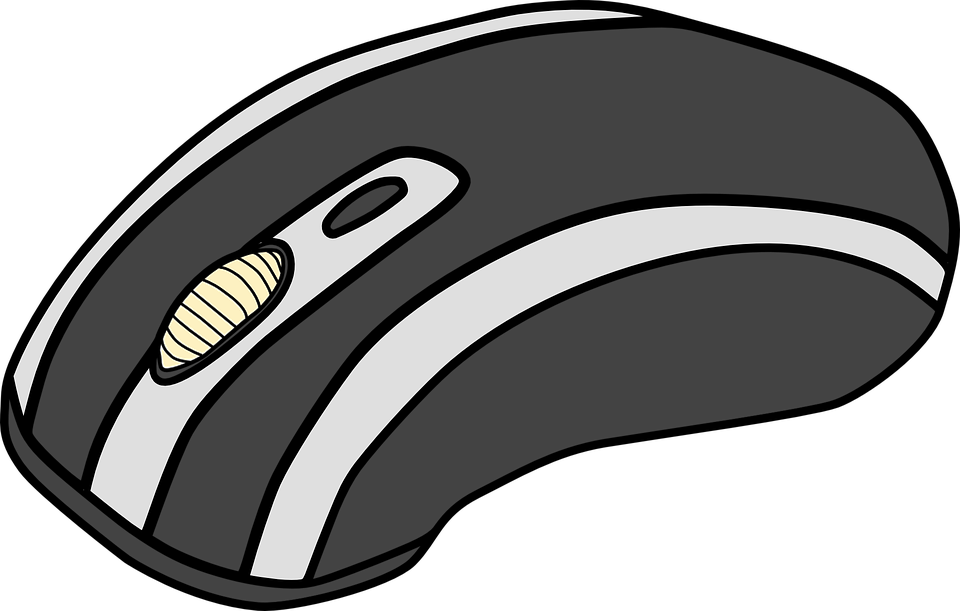 Mouse, Computer, Hardware, Wheel, Black, Computer Mouse - Mouse Computer Cartoon Png (960x611)