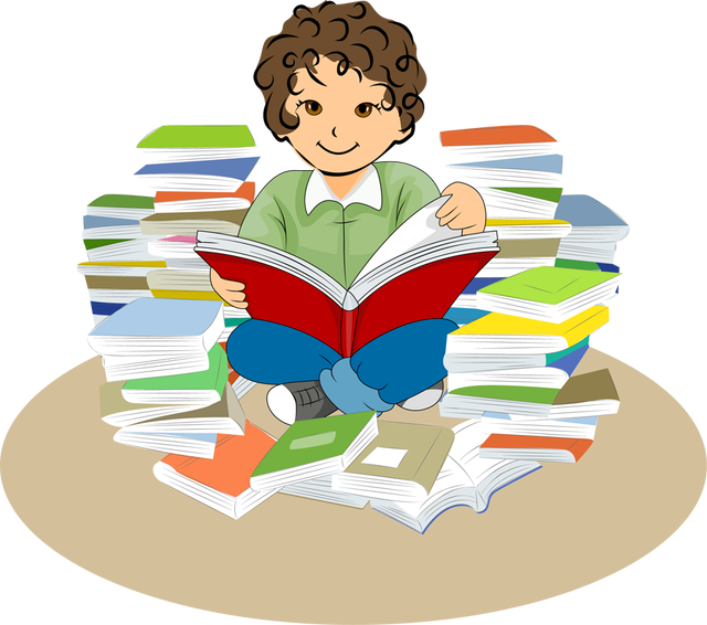 Girls Read Book Library Clipart - Reading Clip Art (640x566)