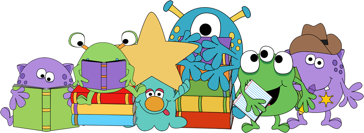 Reading Monsters - Monster School Clip Art (1199x438)