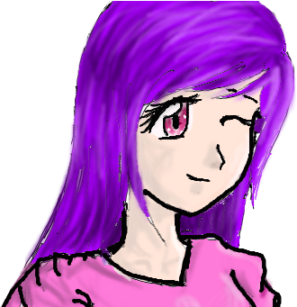 Purple Girl - Girl With Purple Hair Cartoon (450x340)