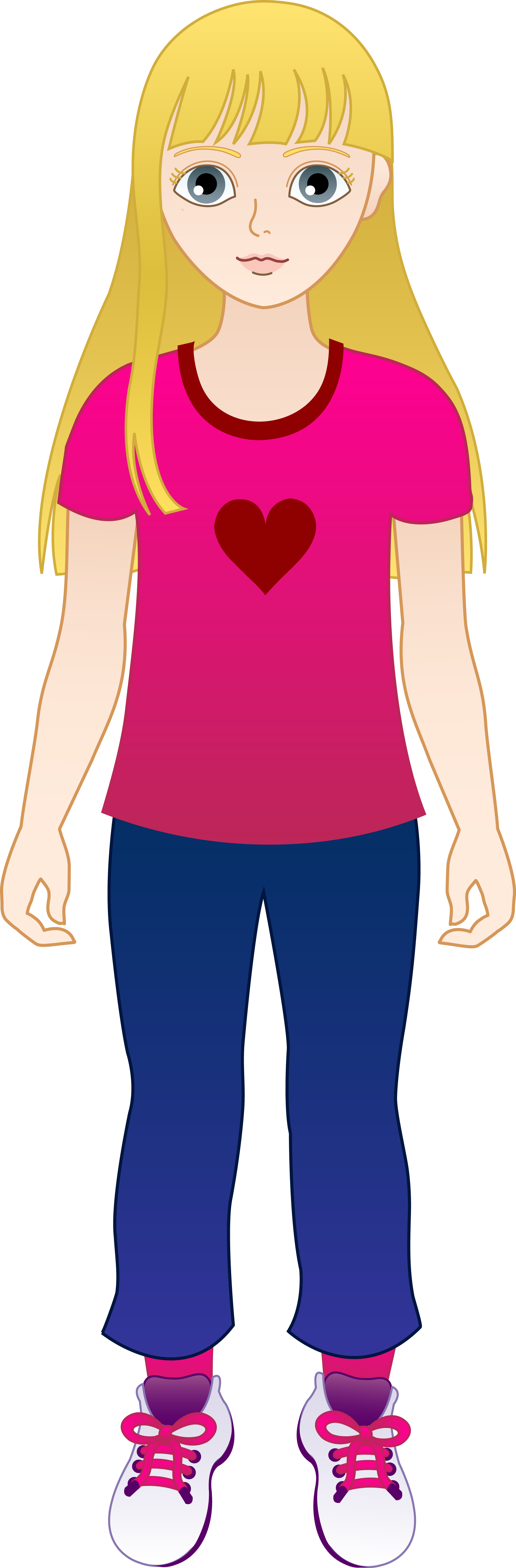 Little Girl Clipart Pink Hair - Girl Clipart (2087x6338)