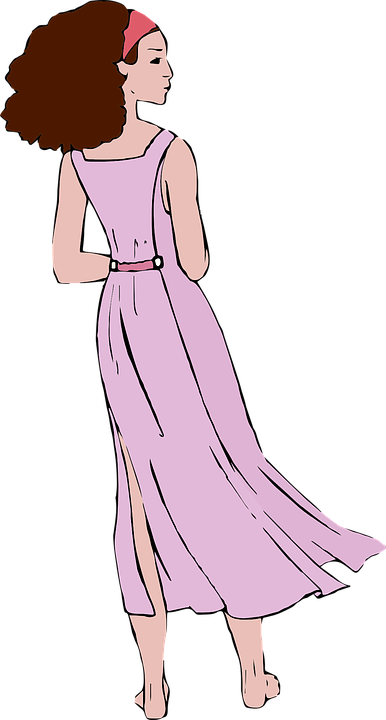 Pink Hair Clipart Gril - Girl Back Png Clipart (386x720)
