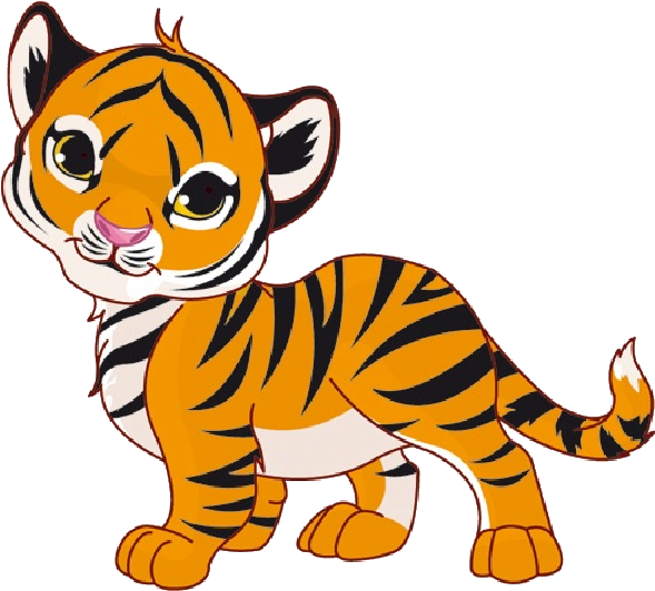 Tiger Cubs Cute Cartoon Animal Images On A Transparent - Tiger Clipart (600x600)