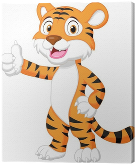 Cute Tiger Cartoon Giving Thumb Up Canvas Print • Pixers® - Save Tiger Photo In Cartoon (400x400)