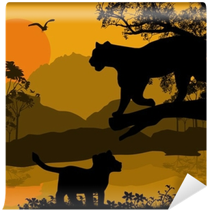Silhouette View Of Panther On A Tree Wall Mural • Pixers® - Great Cats 16: Ndas 365 Blank Journal, Trade Paperback (400x400)