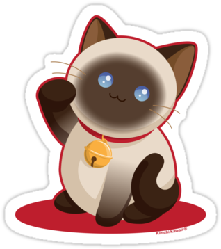 Lucky Cat Die-cut Sticker By Kimchi Kawaii On - Lucky Cat Throw Blanket (375x360)