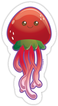 Cute Strawberry Jellyfish By - Strawberry Jellyfish Keychain, Adult Unisex, Fire Brick/light (375x360)