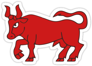Lovely Longhorn Clipart Free Red Bull Cartoon Stickers - Custom Bull Silhouette Flask (375x360)