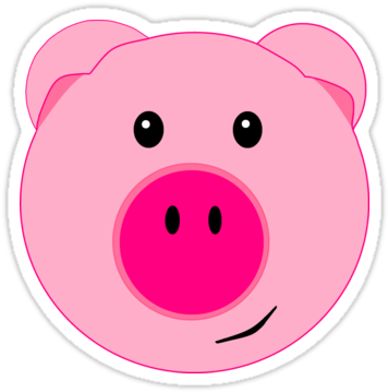 Lovely Pig Face Clipart Cute Pink Pig Face Stickers - Cute Pig Face Cartoon (375x360)