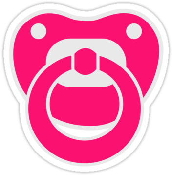 "pink Pacifier" Stickers By Designzz Redbubble - Pink Pacifier Cartoon (375x360)