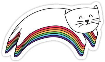 Rainbow Kitty Redbubble Sticker - Redbubble Sticker (375x360)