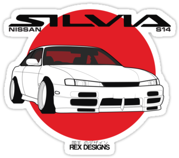 "nissan Silvia S14 Kouki" Stickers By Rexdesigns Redbubble - Nissan Silvia S14 Kouki Tshirt (375x360)