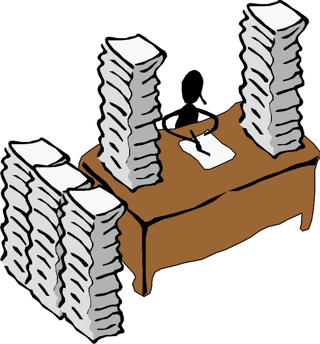 Head On Desk Clipart - Paperwork Clipart (1023x1100)