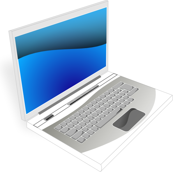 Laptop White Blue Image - Pink Laptop Cartoon (594x593)