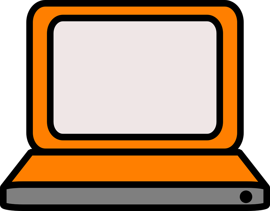 Laptop Clipart Gambar - Orange Cartoon Computer (921x720)
