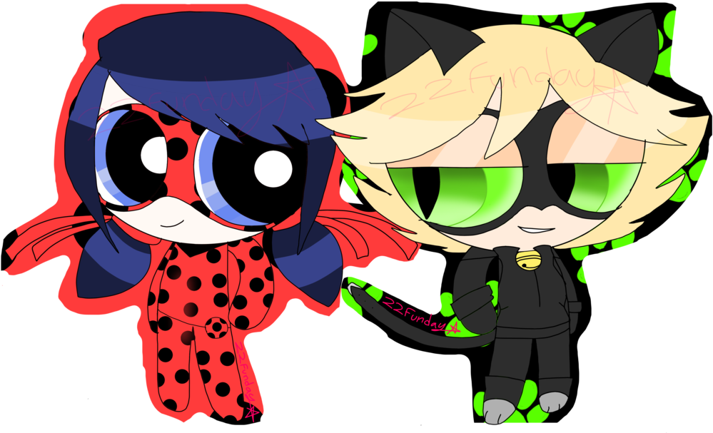 Ladybug And Cat Noir By 22funday - Miraculous: Tales Of Ladybug & Cat Noir (1024x686)