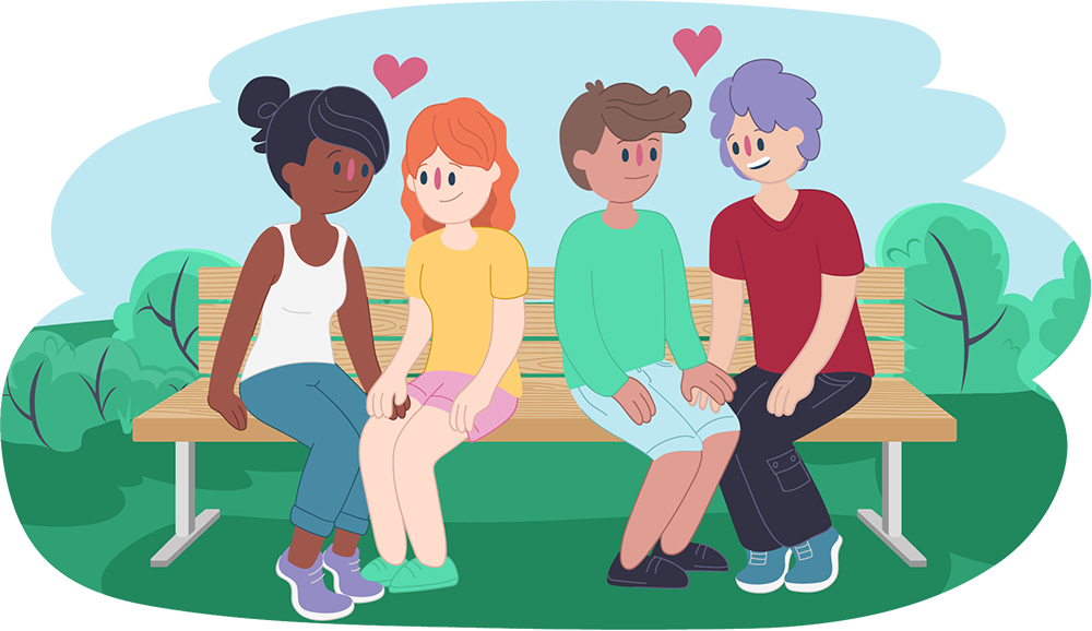 Two Girls Holding Hands And Two Boys Holding Hands - Kids Helpline (1000x578)