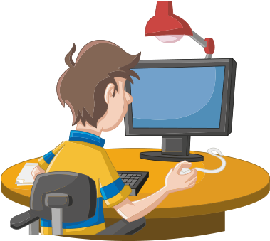 Clipart Bilgisayar Kullanan Erkek - Work Computer Cartoon (378x452)