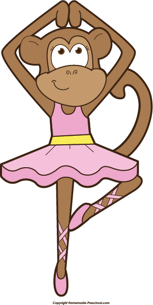 Clipart Monkey Ballerina / Girl Monkeys / Tutu Digital - Monkey Ballet Clipart (307x611)
