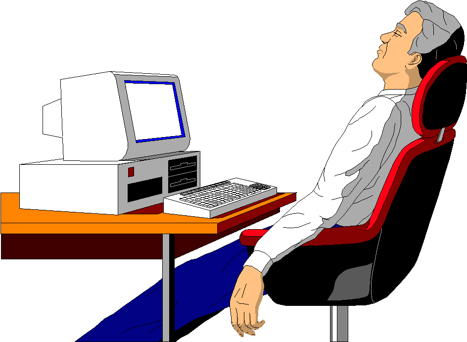 Man Asleep At Computer - Cartoon Images Asleep At Desk (965x711)