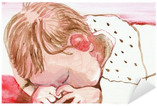 Vinilo Pixerstick Niño Durmiendo, La Pintura Acrílica - Baby (400x400)