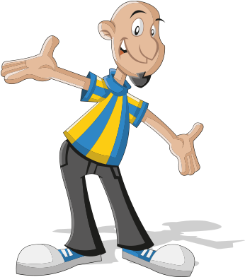 Clipart Kel, Top Sakallı Erkek - Top Sakallı Çizgi Film Karakteri (378x452)