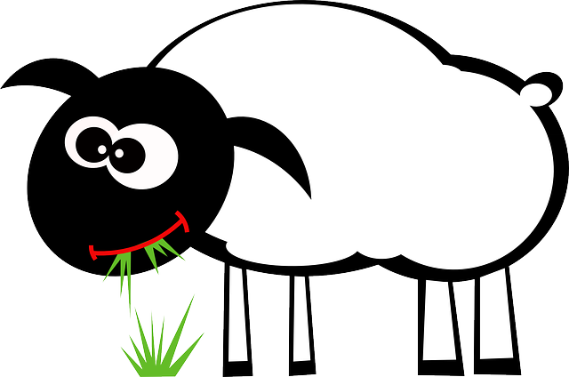 Cartoon Sheep Eating Grass (1280x849)