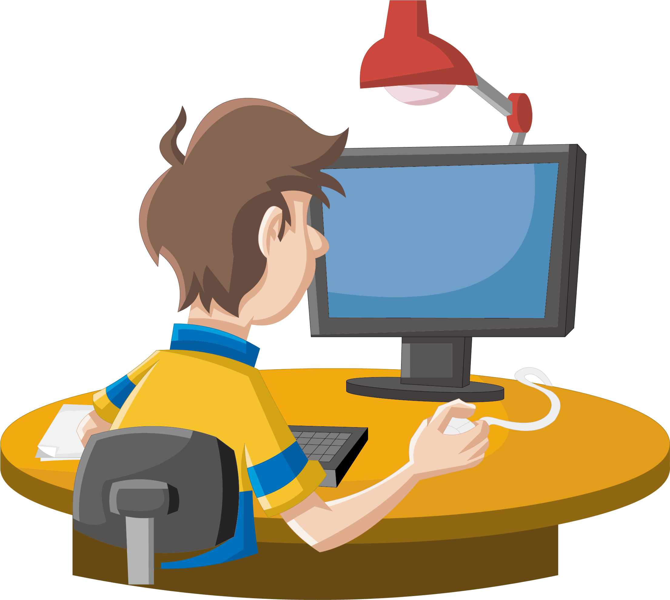 Cartoon Computer Royalty-free Clip Art - Work With Computer Png (2210x1979)