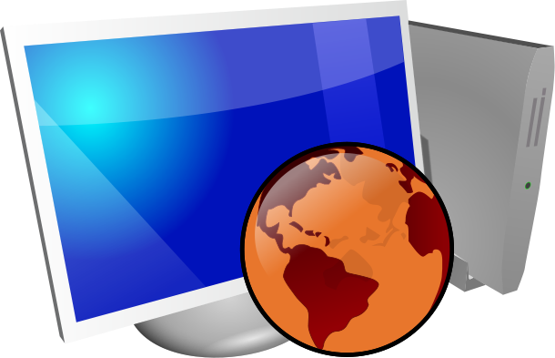 File - Computer-globe - Svg - Globe And Computer Png (610x393)