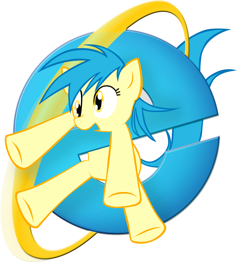 Pony Yellow Vertebrate Cartoon Clip Art Fictional Character - Internet Explorer Pony Icon (1000x1000)