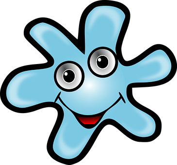 Bacteria Virus Happy Smile Blue Bacteria B - Bacterias Png (365x340)