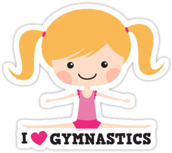 'i Love Gymnastics Cute Blond Cartoon Girl Doing The - Cartoon Girl Doing Gymnastics (375x360)