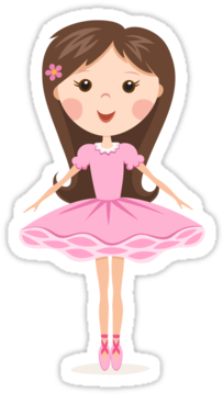 'cute Ballerina Girl In Pink Tutu Stickers' Sticker - Cartoon Long Hair Ballerina (375x360)