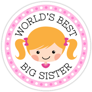 Cute Sticker Featuring A Cute Cartoon Girl With Blond - Big Sister Cartoon (375x360)
