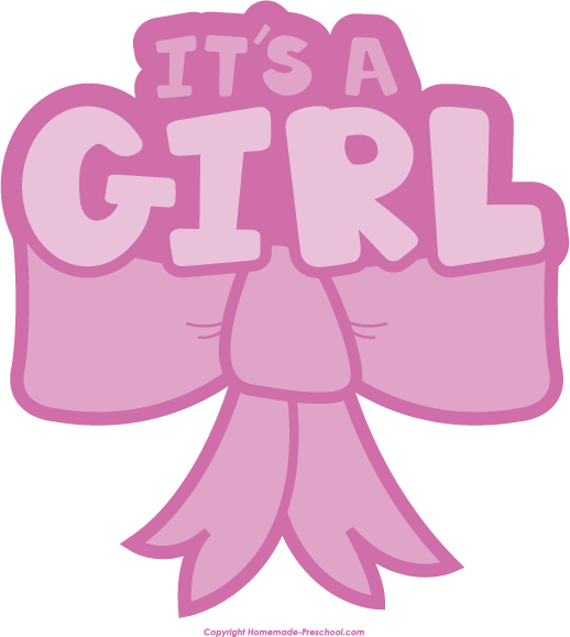 Its A Girl Baby Shower Clip Art Download - Its A Girl Bow (518x579)