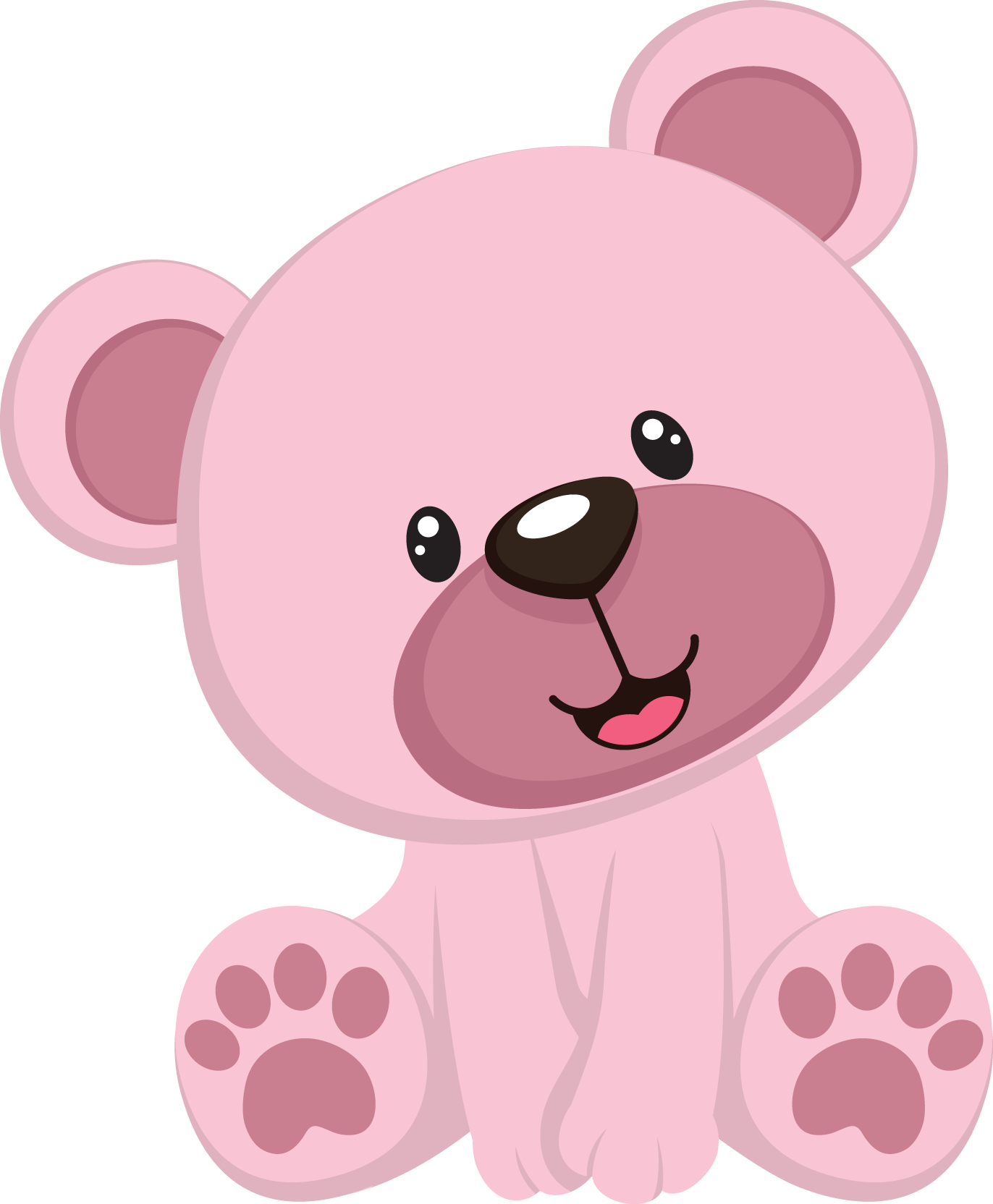 Pink Teddy Bear Baby Shower Clip Art - Cartoon Pink Teddy Bear (1372x1664)