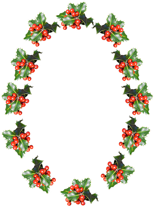 Free Clipart Christmas Holly Borders - Oval Christmas Wreath Png (559x709)