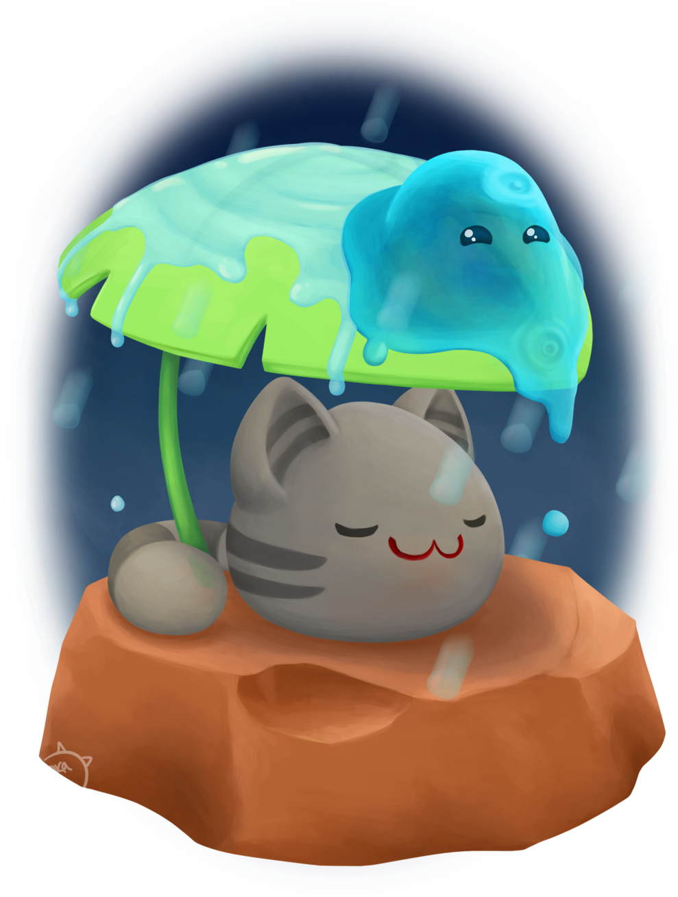 Cute Little Slimes In The Rain By Thedragenda - Baby Toys (1024x1307)