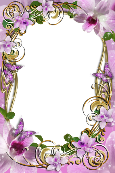 Transparent Delicate Frame With Flowers - Frames Free Transparent Download Designs Clip Art (400x600)