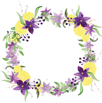 Purple Flower Wreath, Purple Flowers, Flower Wreath, - Purple And Yellow Flower Border (360x360)