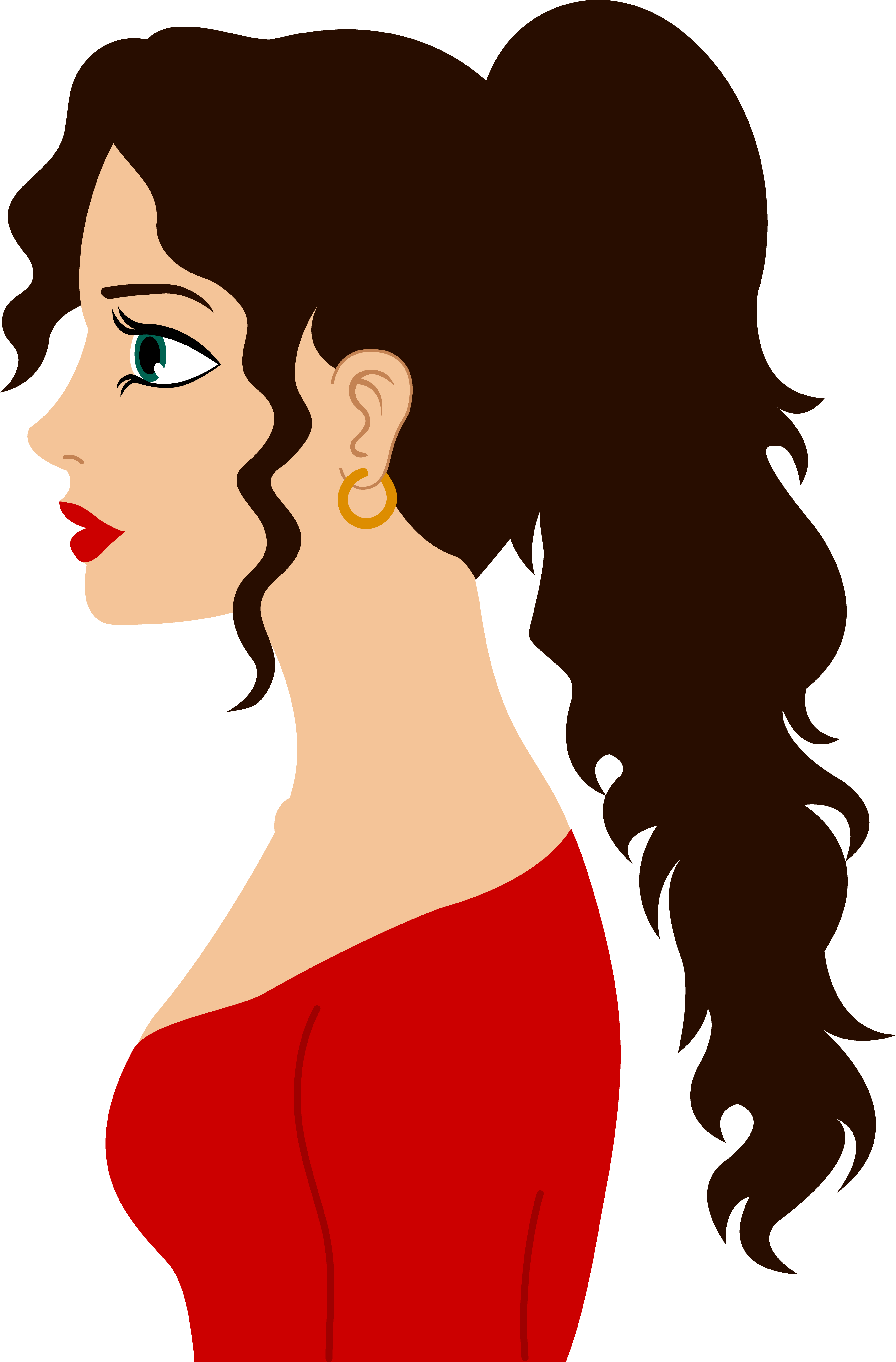 Pleasant Female Face Clip Art Medium Size - Cartoon Girl With Brown Hair (3750x5697)