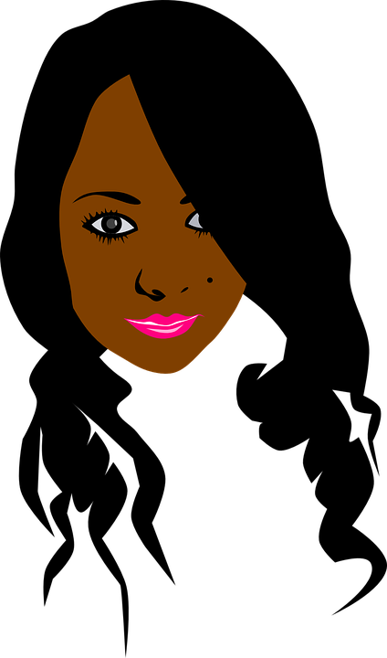 Girl Face Clipart 7, - Black Woman Vector Png (424x720)