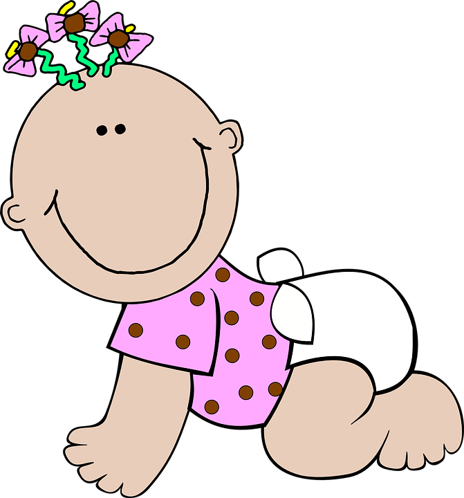Spa Girl Cliparts 2, Buy Clip Art - Baby In Diaper Cartoon (671x720)