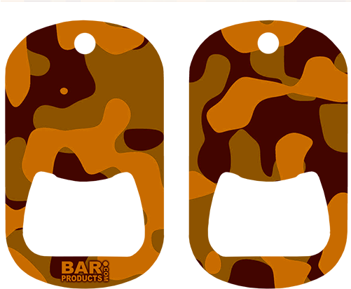 Orange Camo Dog Tag Opener - Dog Tag Bottle Opener - Orange Camo (500x500)
