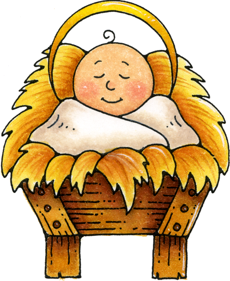 Free Christmas Manger Pintables - Jesus In A Manger Clipart (463x567)