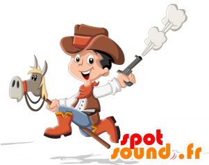 New Child Mascot Dressed As A Cowboy - Drawing (300x400)