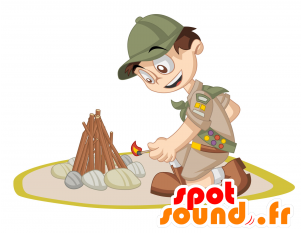 Ny Brun Gutt Mascot Iført En Speider Antrekk - Dibujo Biologo (300x400)