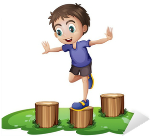 Sticker Un Jeune Garçon Dessus De La Souche • Pixers® - Kids Play Clipart (400x400)