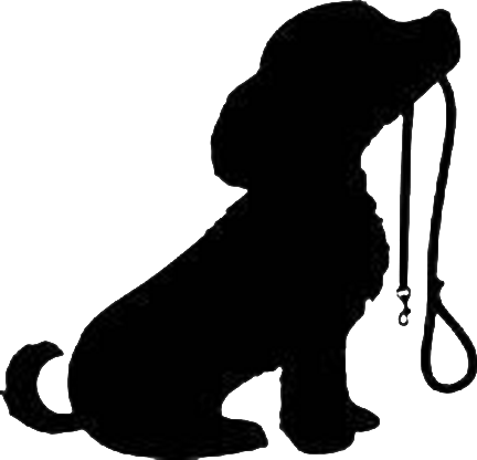 Dog With Leash - Dog Silhouette (432x416)